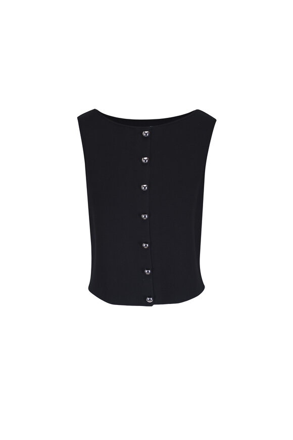Lafayette 148 New York Black Button Front Sweater Vest
