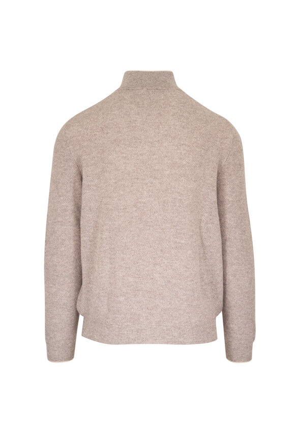 Fedeli Mushroom Bi Color Waffle Knit Quarter Zip - view 2