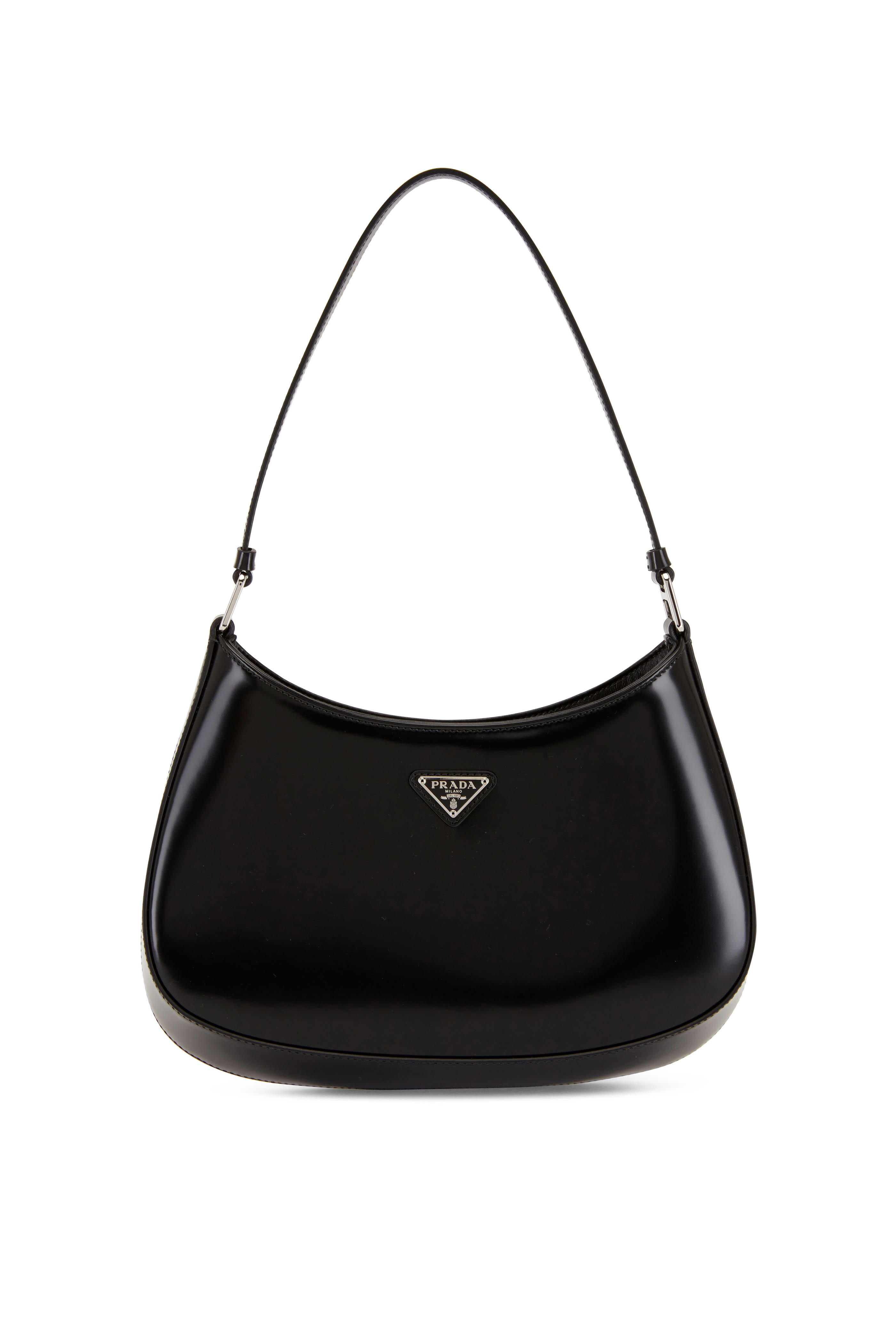 Black Cleo leather shoulder bag, Prada