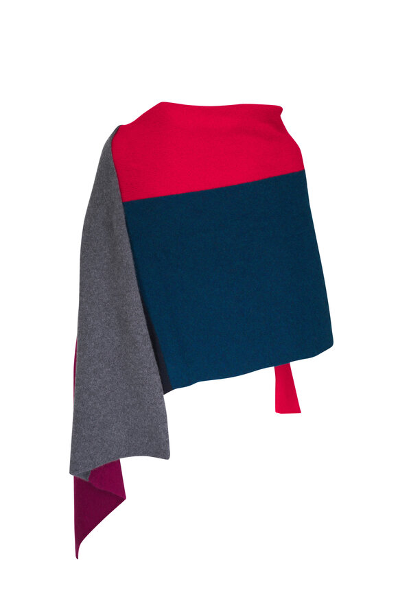 The Elder Statesman - Gray & Blue Multi Cashmere Patchwork Shawl