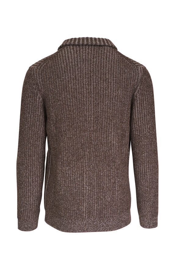 Maurizio Baldassari - Brown Vanisé Ribbed Full Zip Sweater