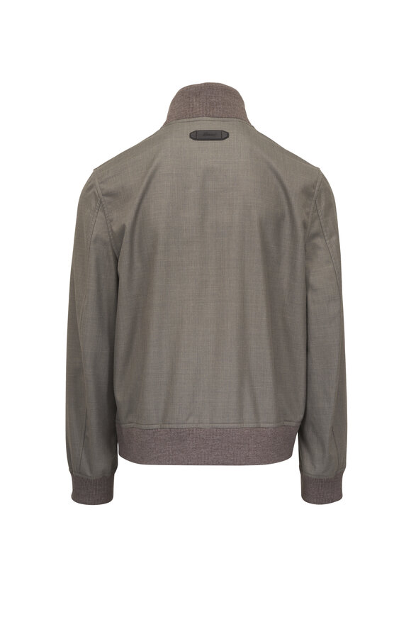 Brioni Gray Silk, Cashmere & Linen Bomber Jacket - view 3