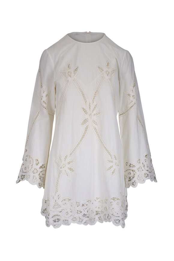 Veronica Beard Amberg Dove Lace Cotton & Linen Mini Dress
