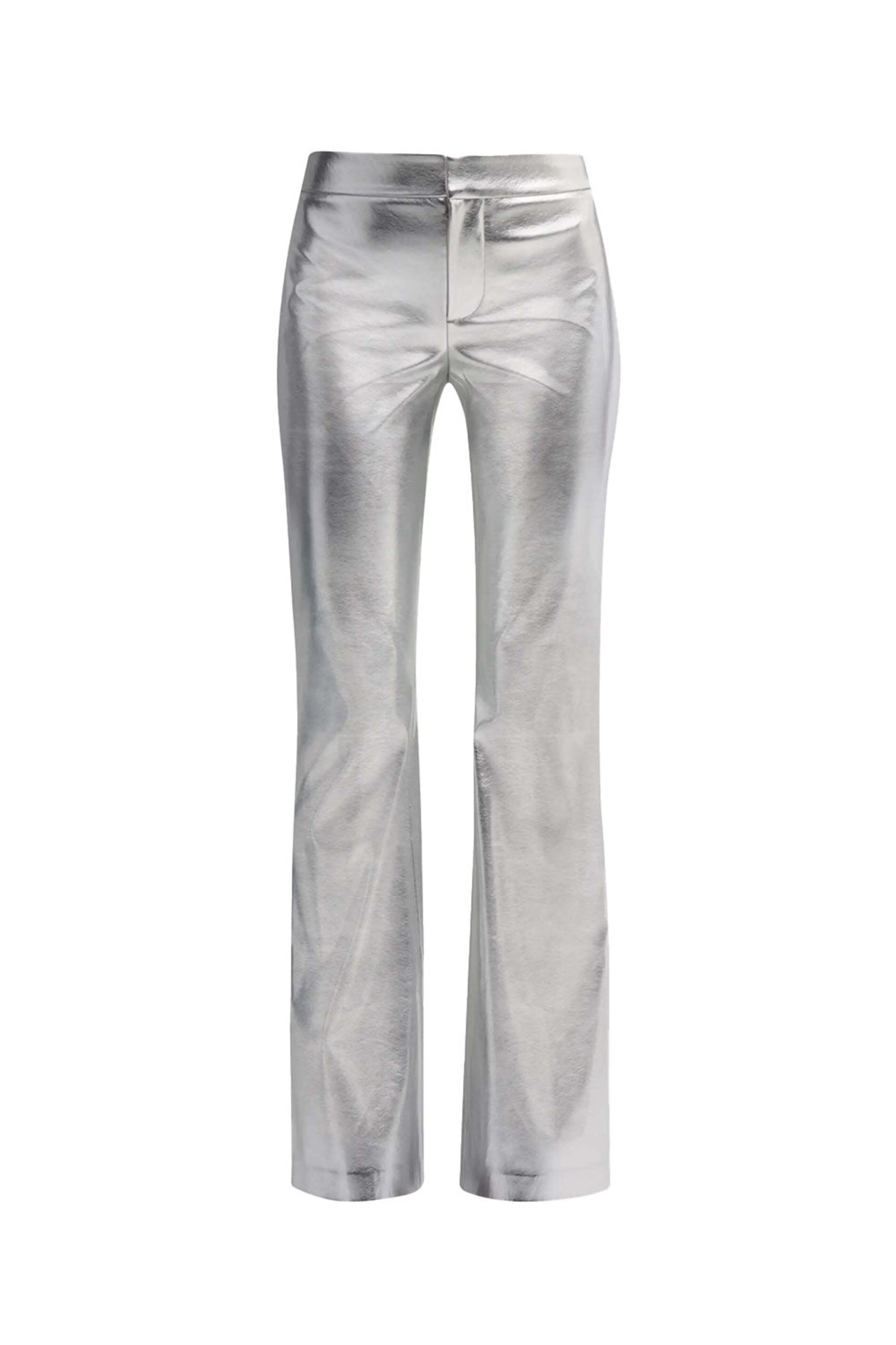 Alice & Olivia - Silver Metallic Vegan Leather Livi Pant