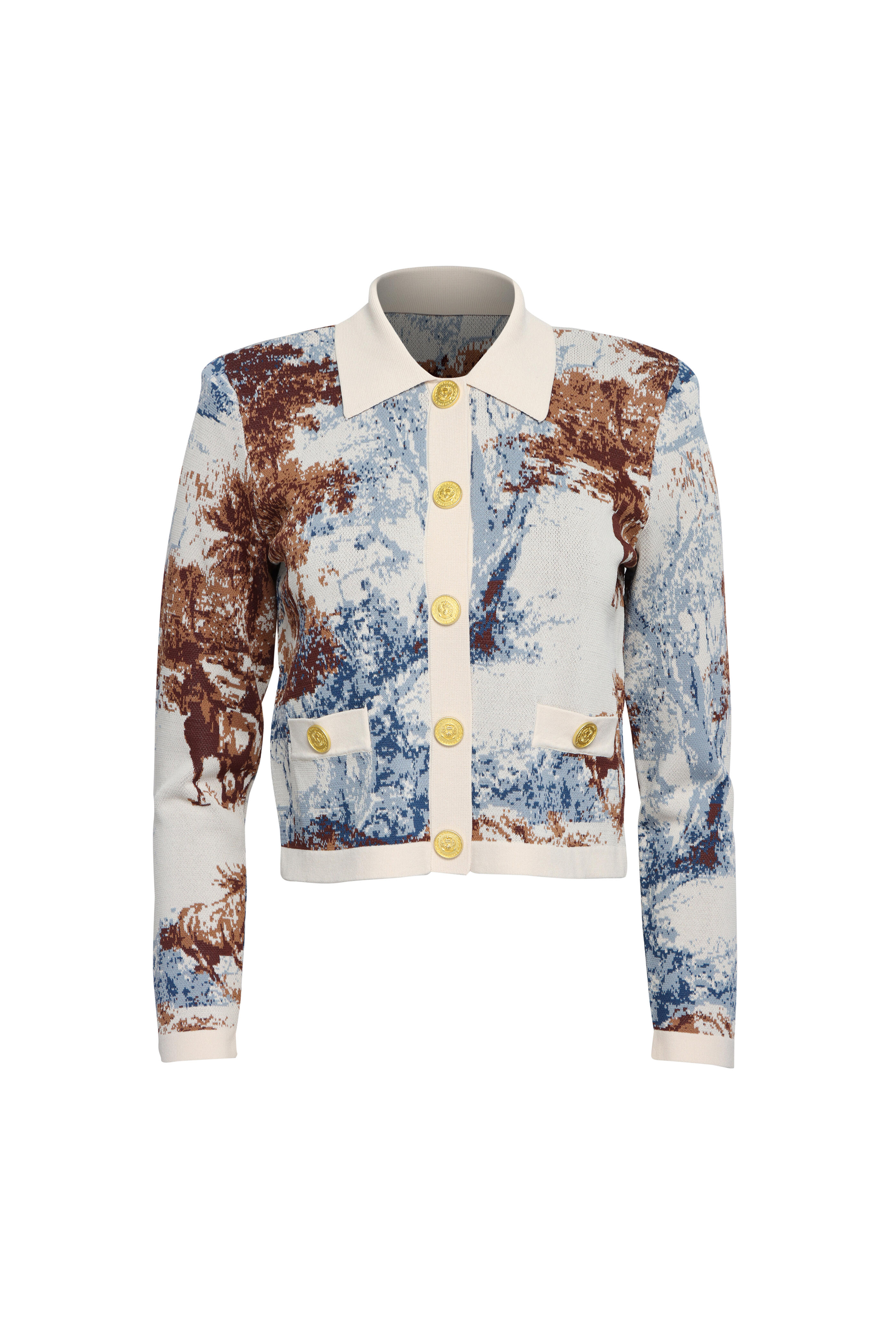 L'Agence - Osiris Tan Western Toile Jacquard Cardigan