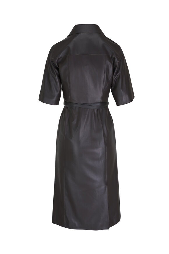 Akris - Mocca Leather Double Belted Dress 