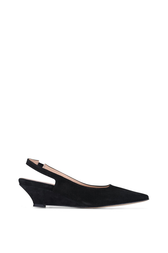 Ron White Bryne Black Onyx Suede Slingback Wedge Pump, 50mm - view 2