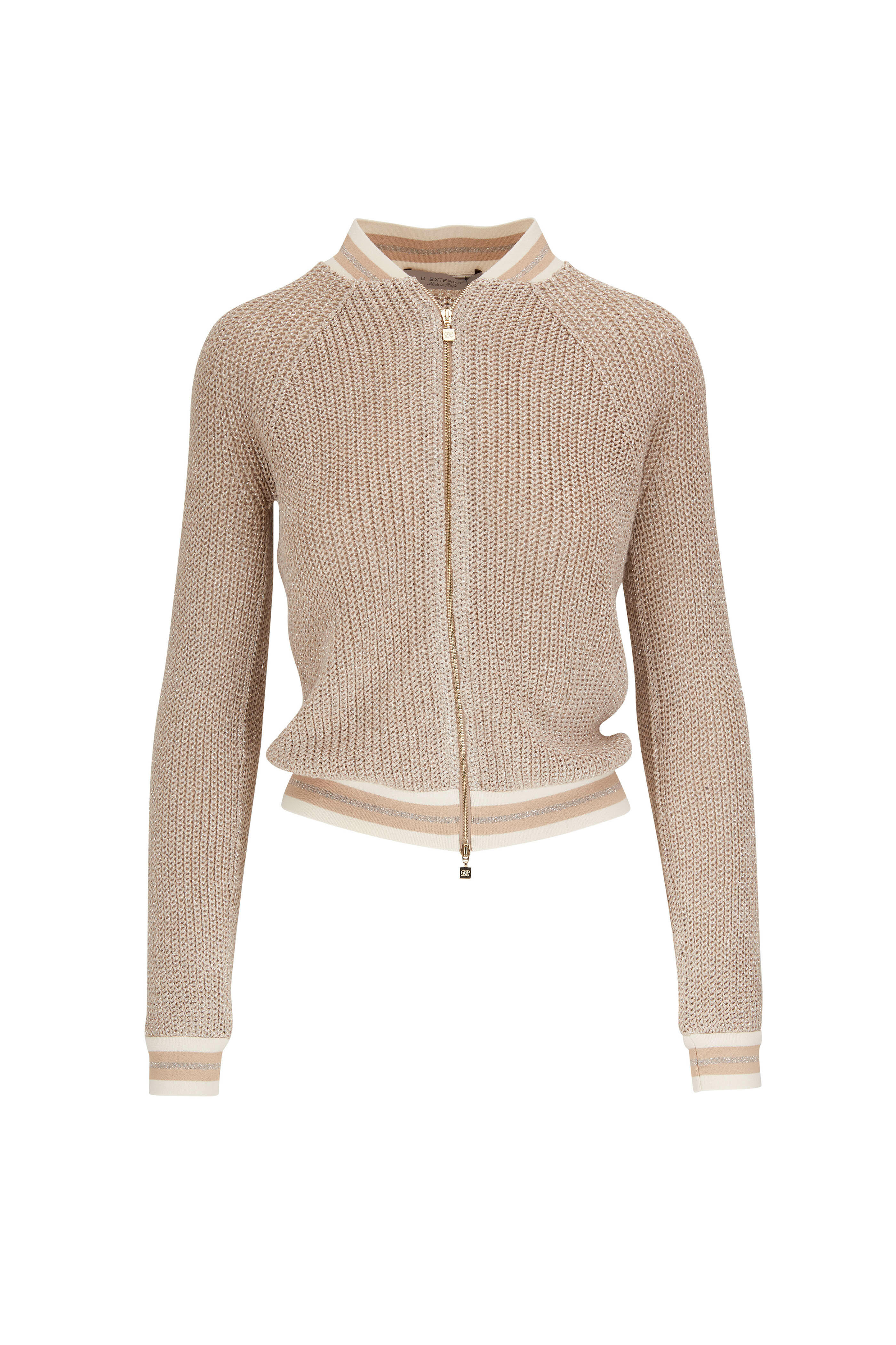 D.Exterior - Beige Lurex Raglan Bomber Jacket