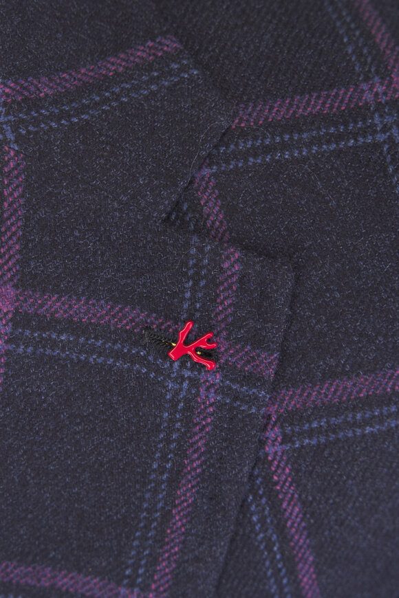 Isaia Navy & Purple Windowpane Wool & Cashmere Sportcoat - view 5