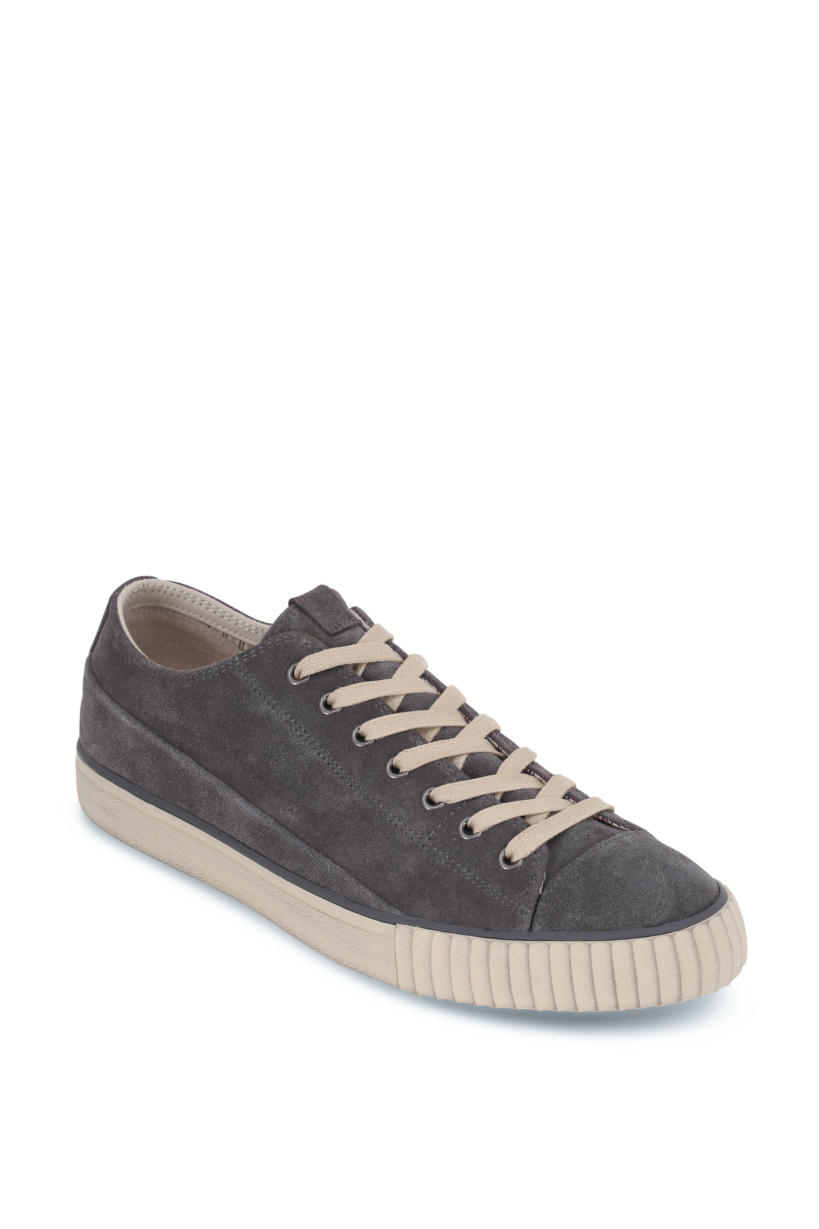 John Varvatos - Gray Vulcanized Suede Low-Top Sneaker