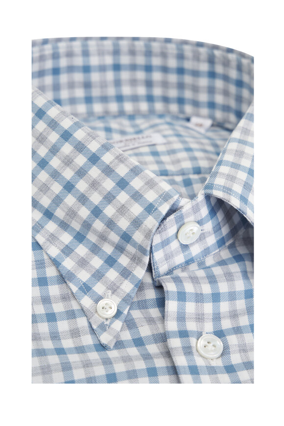 Borriello - Gray & Blue Check Flannel Dress Shirt