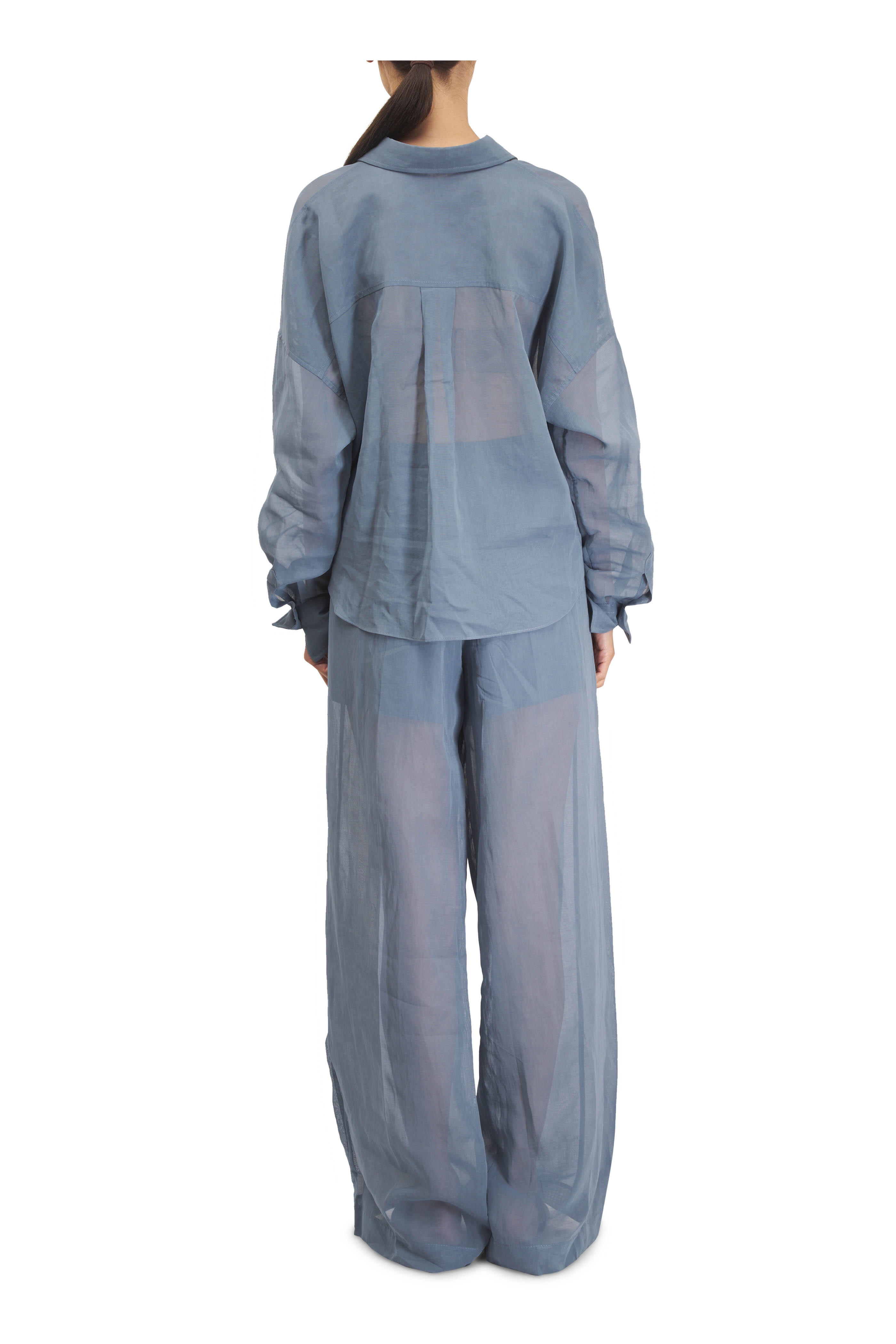 Brunello Cucinelli - Blue Cotton Organza Shirt