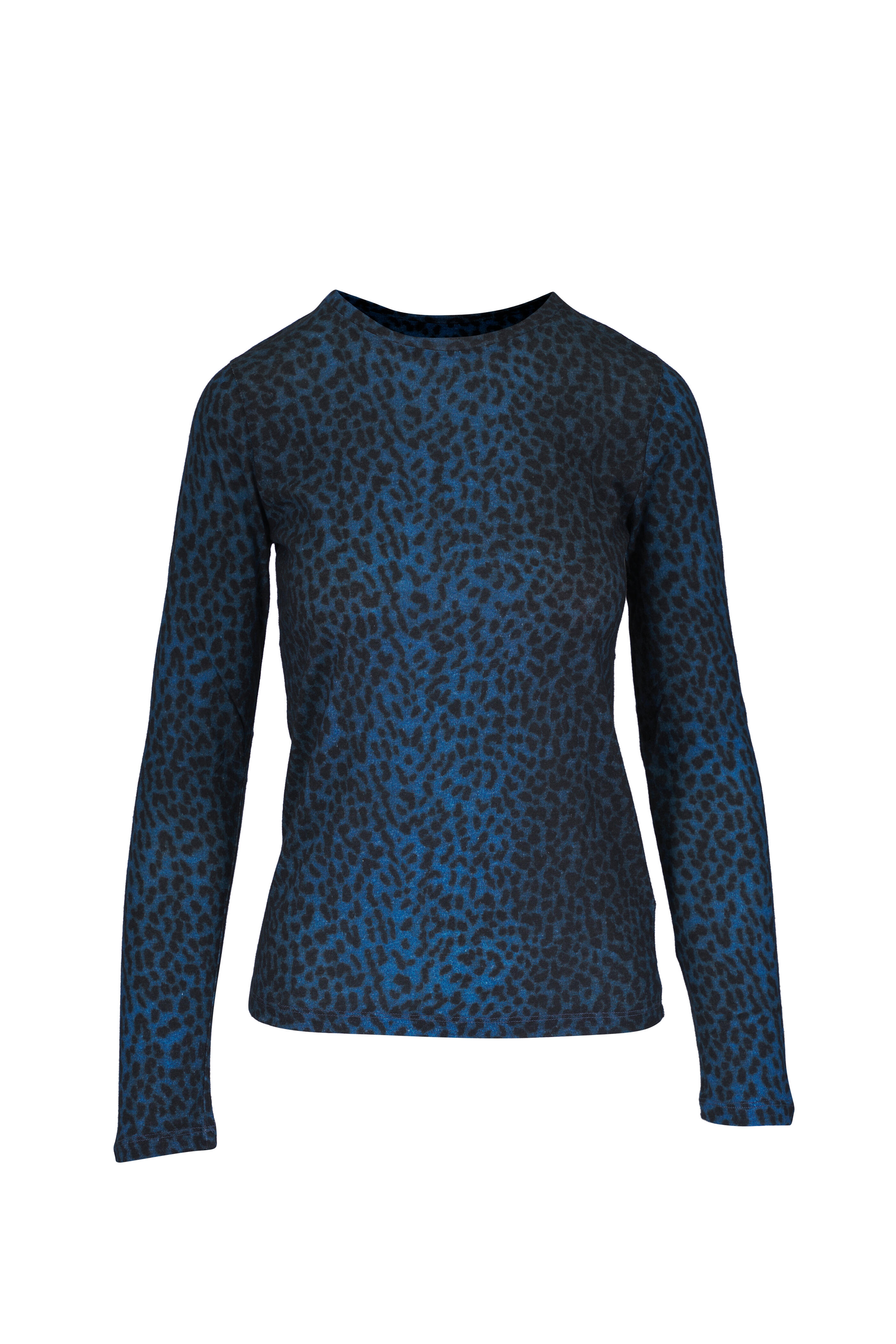 Majestic - Blue Animal Print Crewneck Sweater