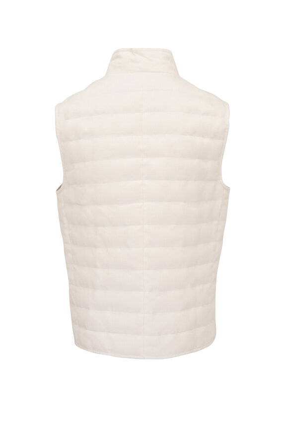 Brunello Cucinelli - Quilted White Linen Puffer Vest 