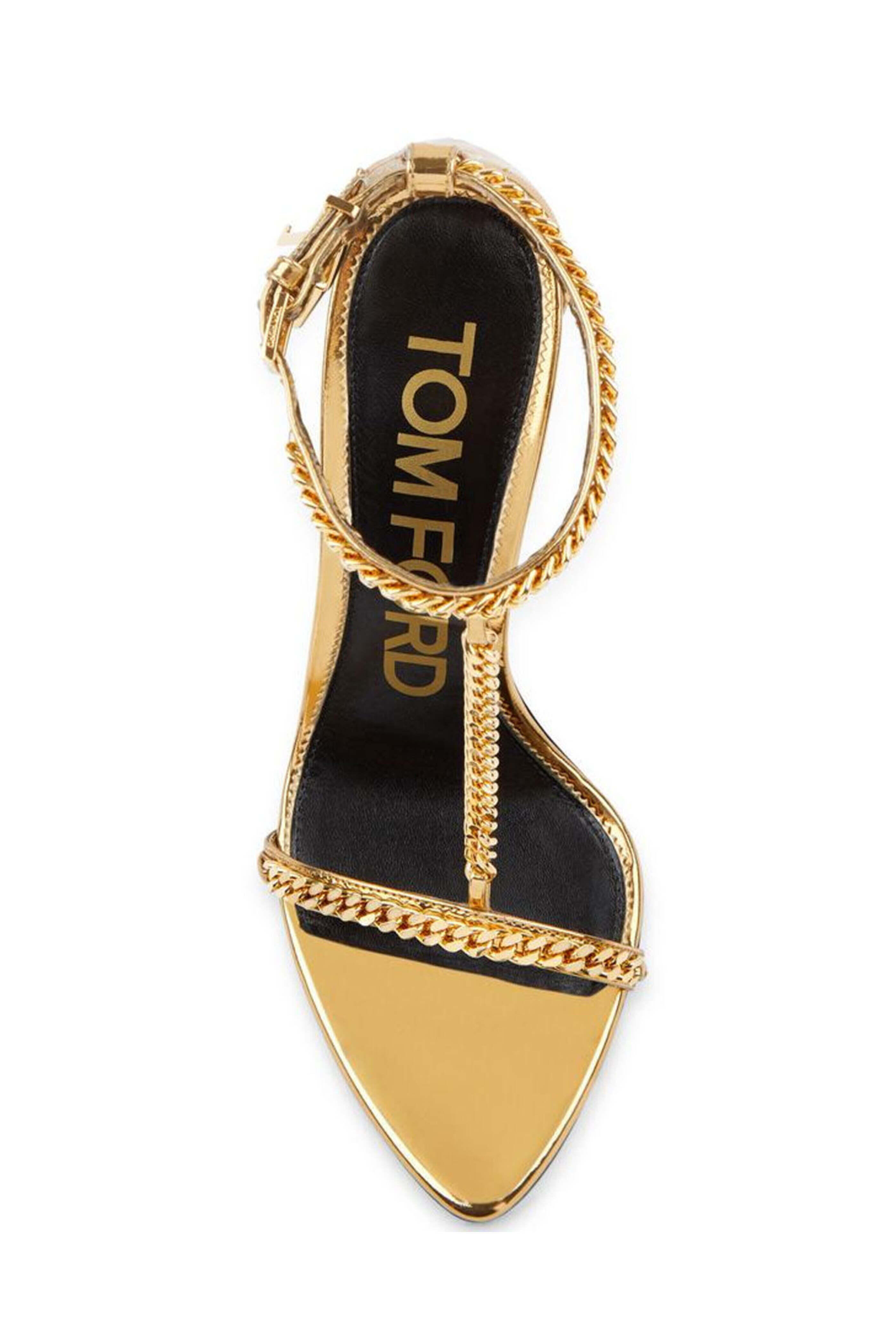 Tom Ford - Mirrored Calf Pointy Naked Sandal in Gold