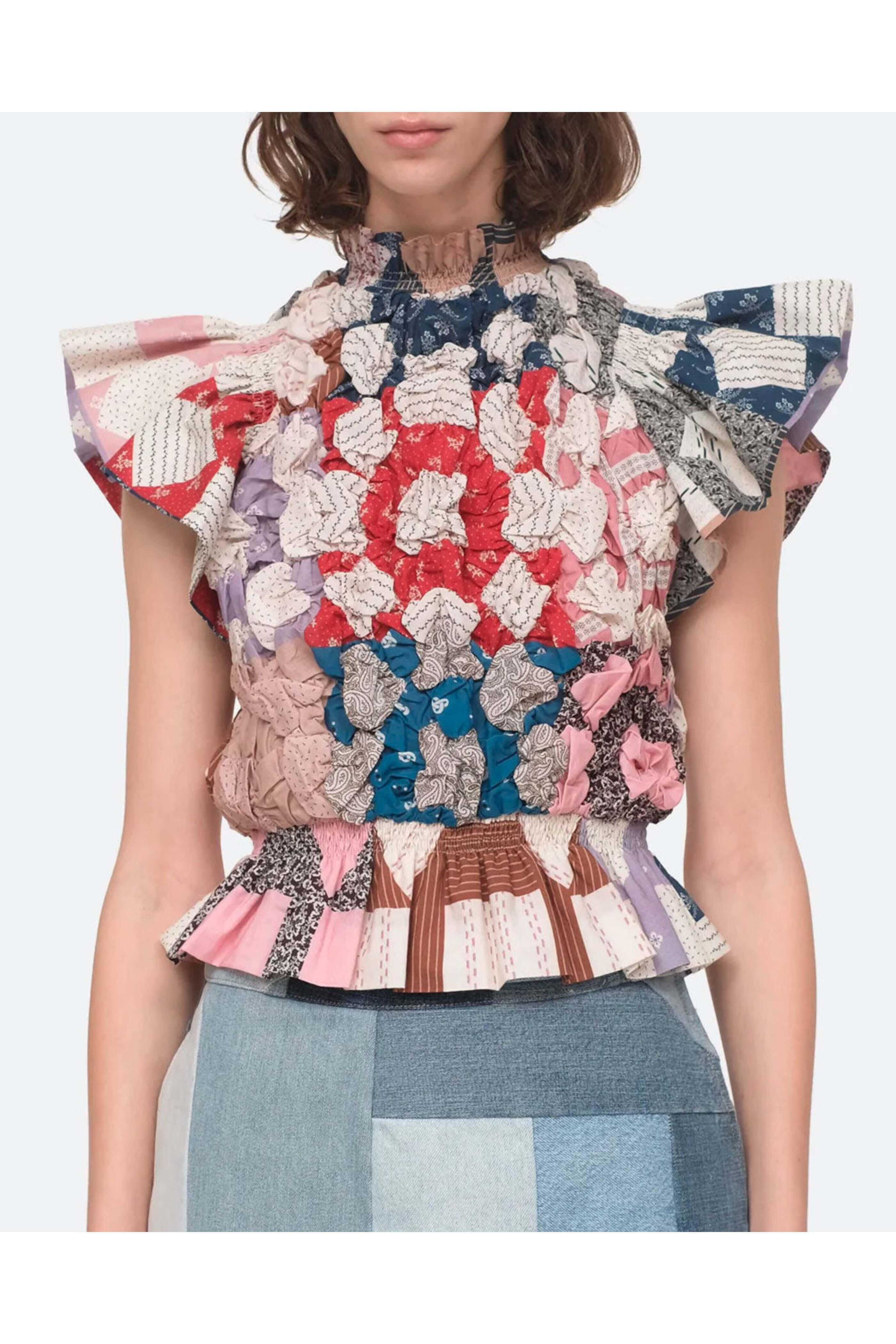 Sea NYC - Multicolor Nohr Quilt Flutter Sleeve Top