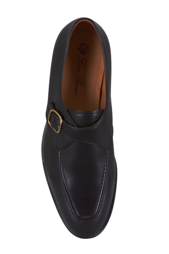 Loro Piana Sergio Walk Monk Ebony Leather Dress Shoe - view 3
