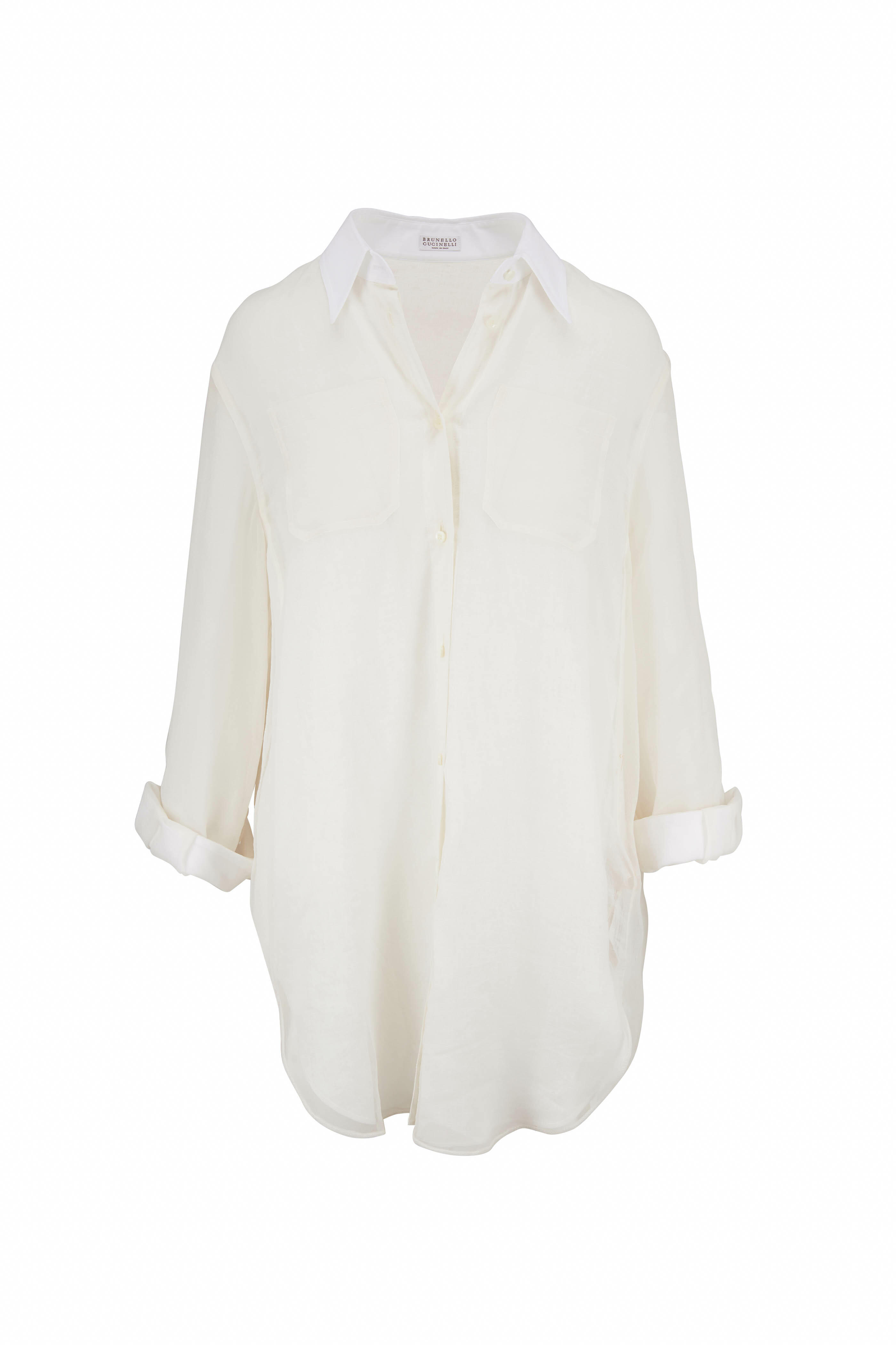 Brunello Cucinelli - Vanilla Organza Double Layer Long Blouse