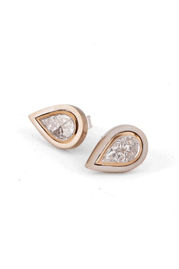 Sylva & Cie Diamond Pear Stud Earrings