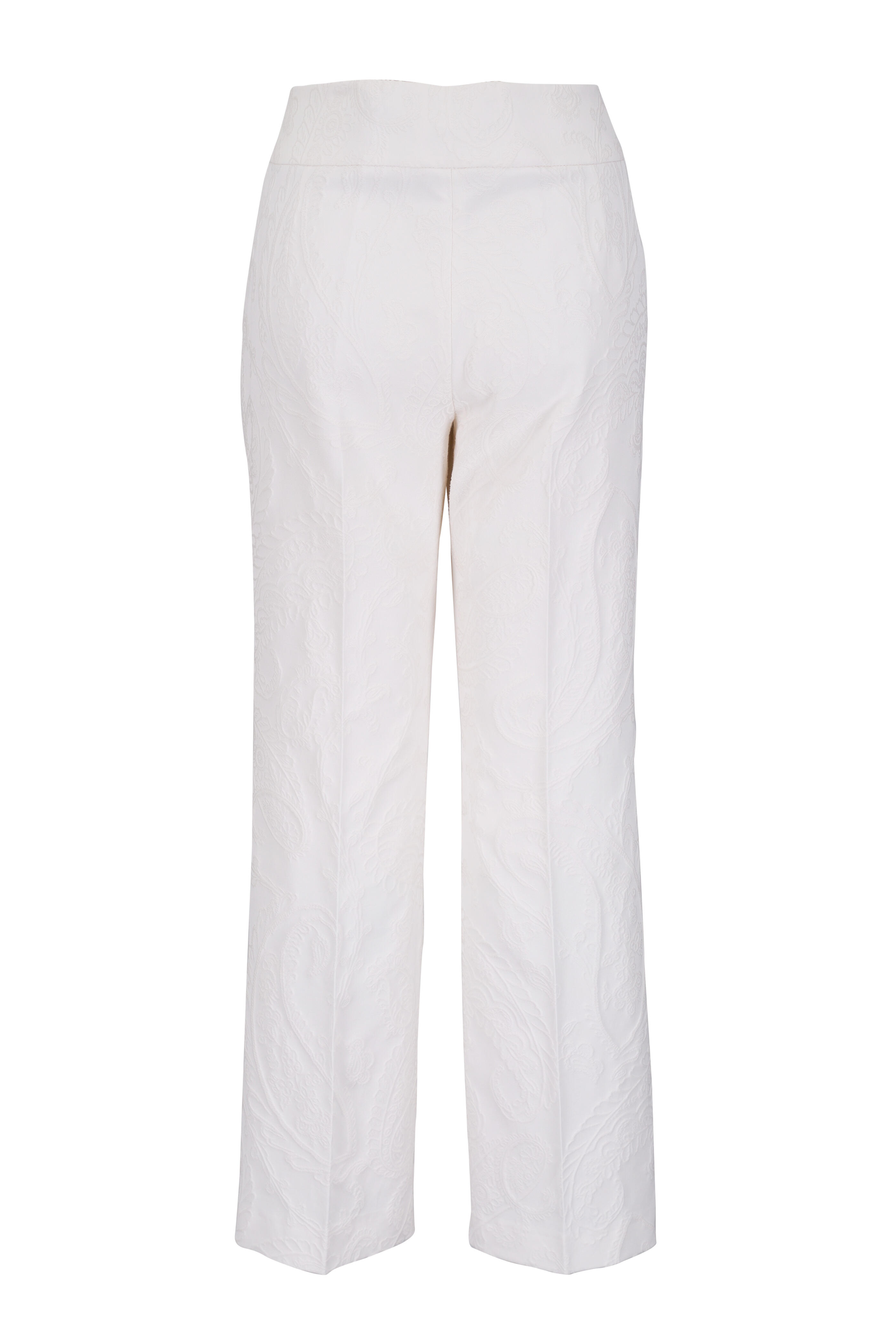 Etro - Flared Jacquard White Paisley Pant