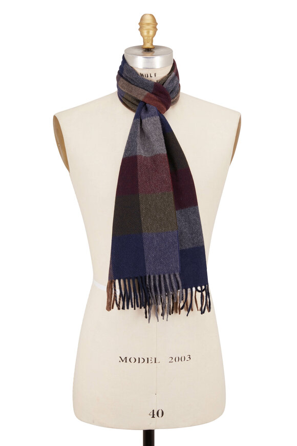 Chelsey Imports - Olive & Burgundy Large Check Cashmere Scarf