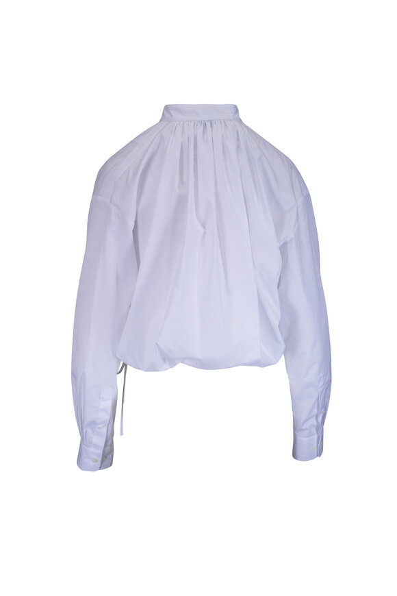 Dries Van Noten White Crossover Cotton Poplin Blouse - view 2