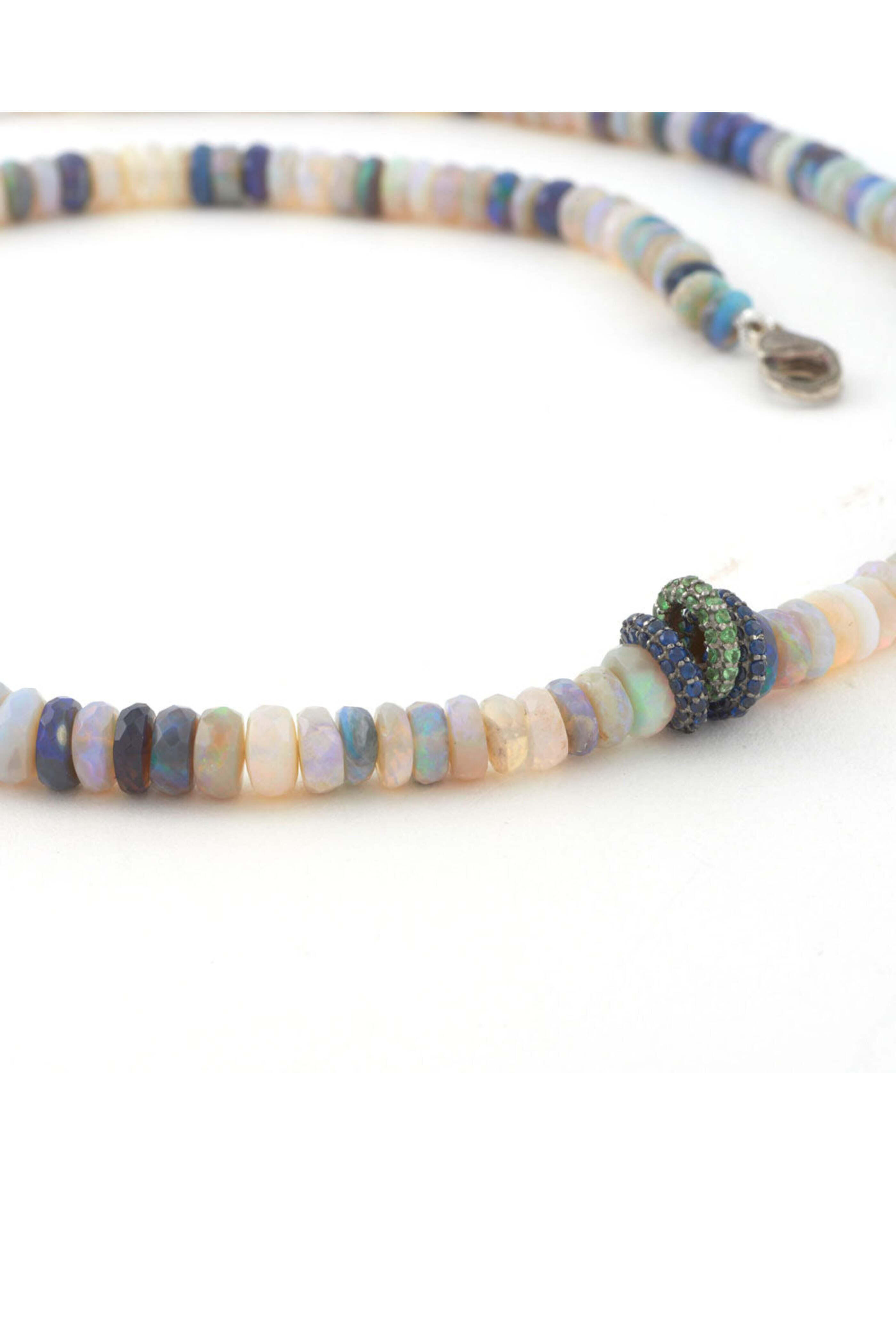 Sylva & Cie - Multi Stone Bead Necklace with Sapphire Rondelles