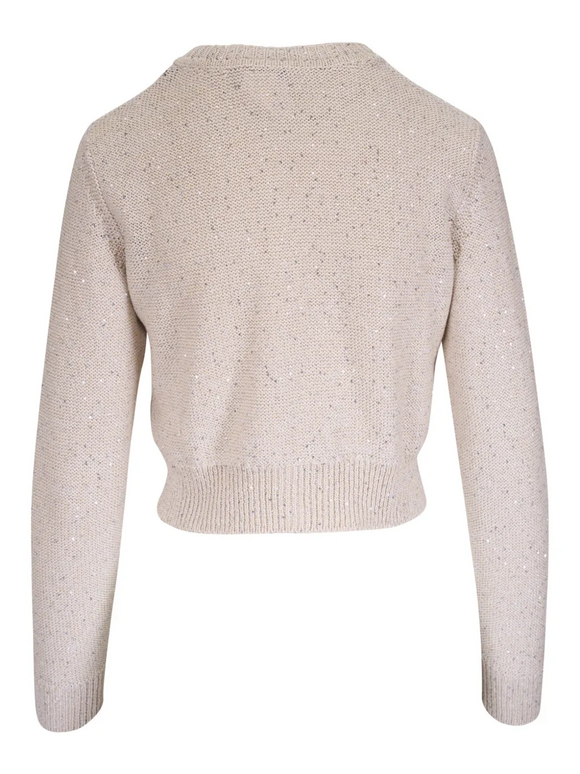 Akris - Greige Micro Sequin Cardigan