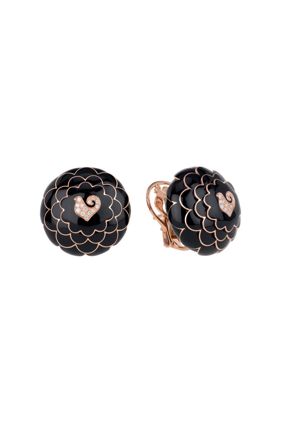 Chantecler Black Enamel Button Earrings