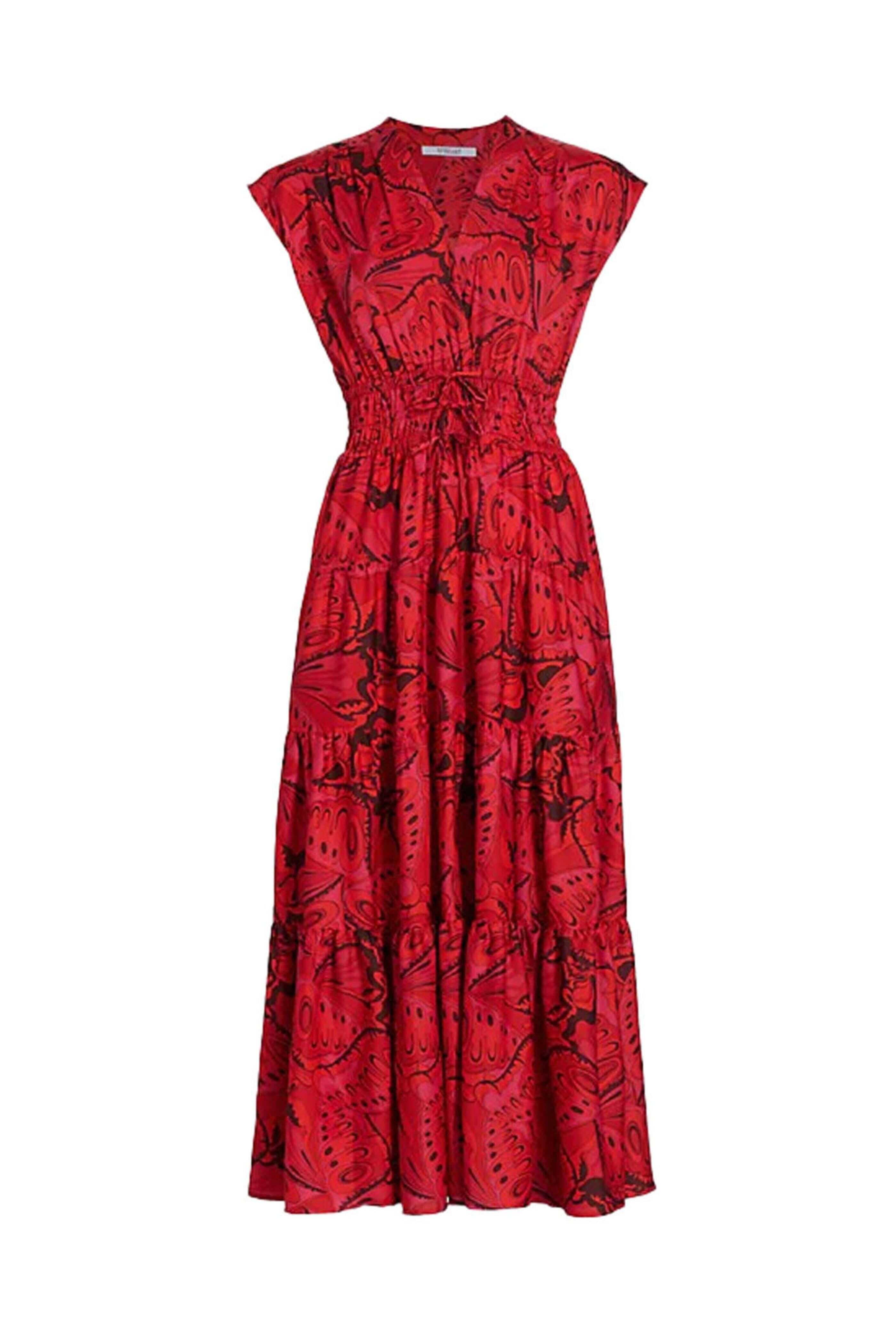 derek lam red dress Derek Lam - Red Multi Fatima A-Line Dress