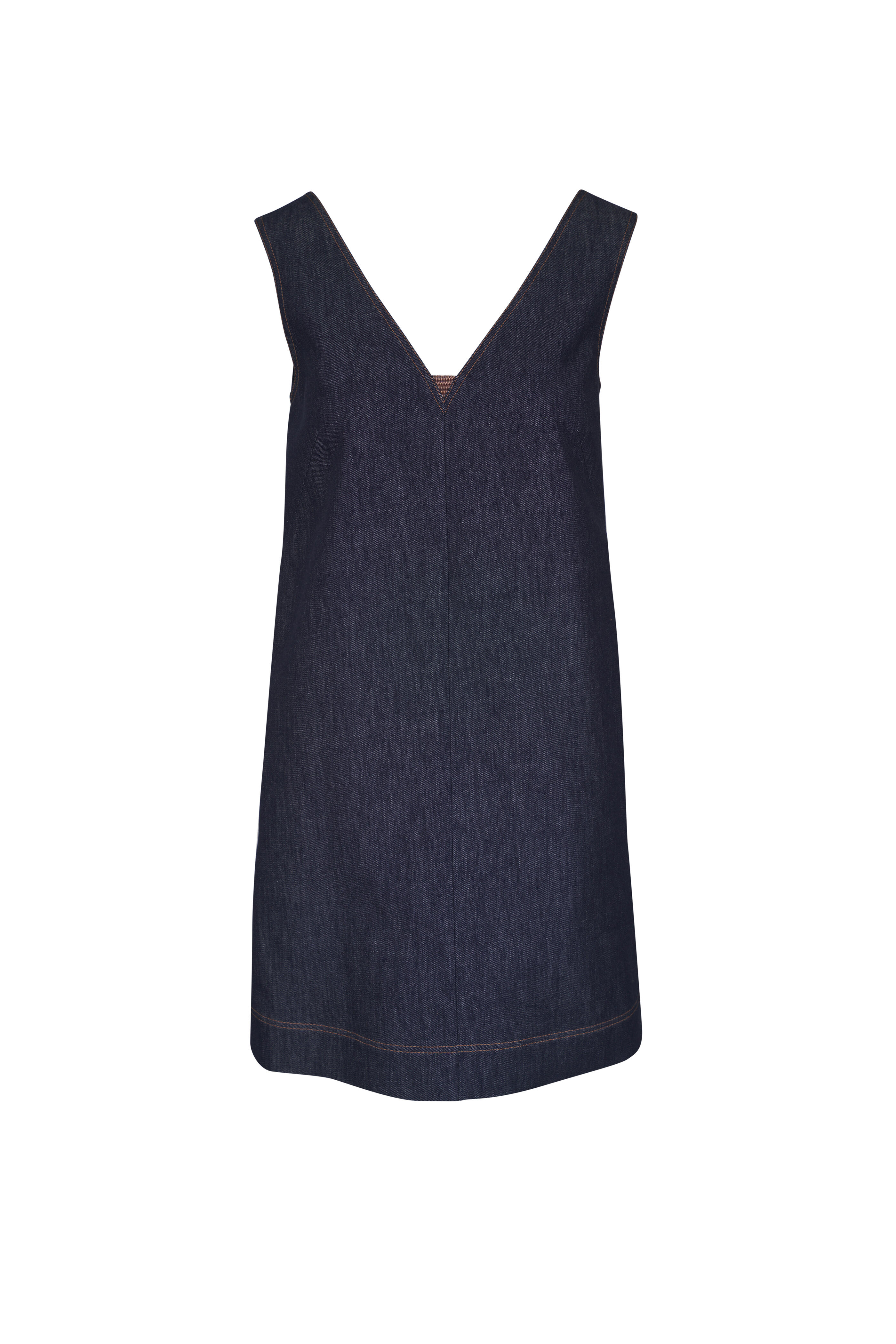 Brunello Cucinelli - Denim V-Neck Mini Dress | Mitchell Stores