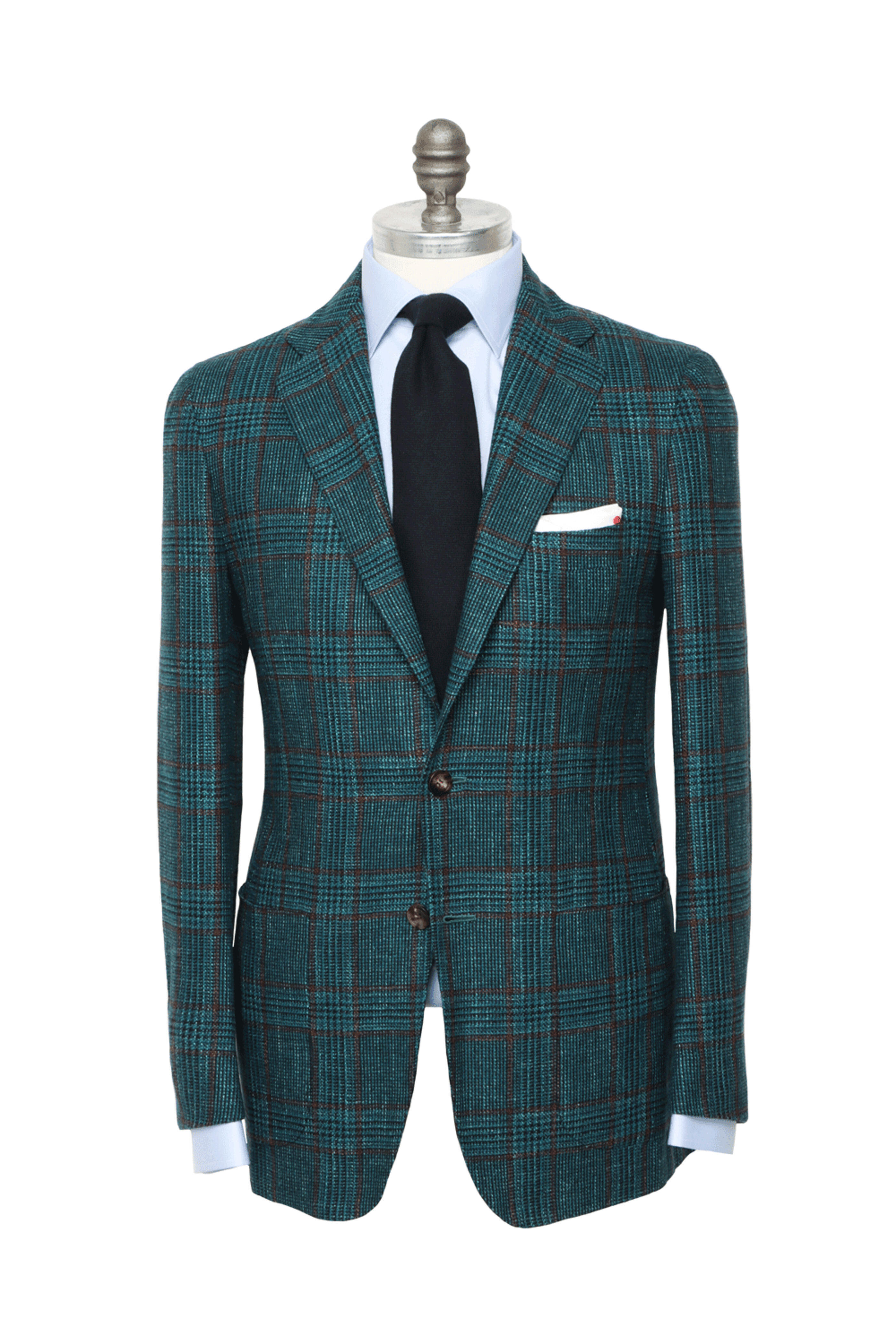 Kiton - Rust and Teal Windowpane Sportcoat