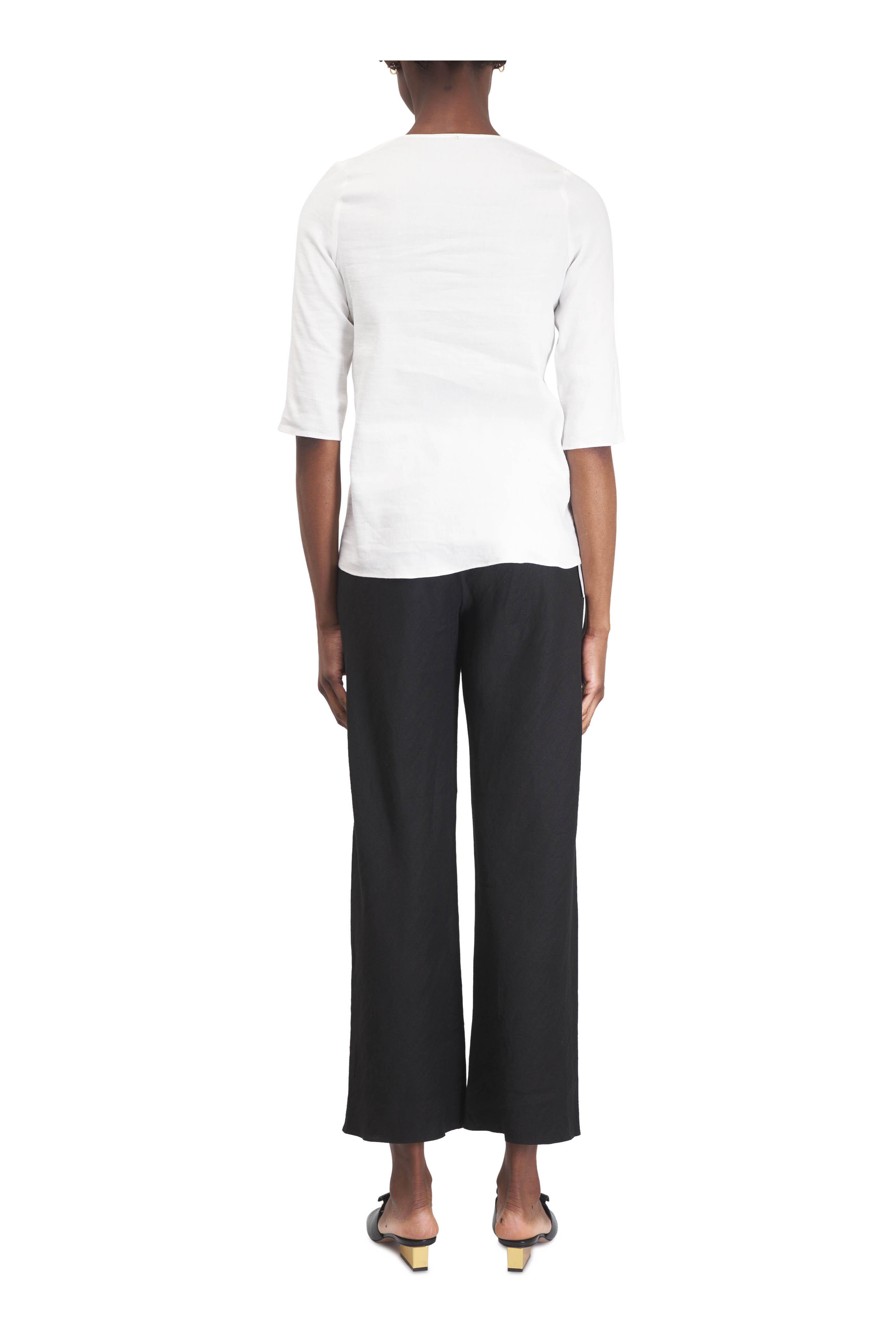brown wide leg linen pant, casual pant for women 2084#