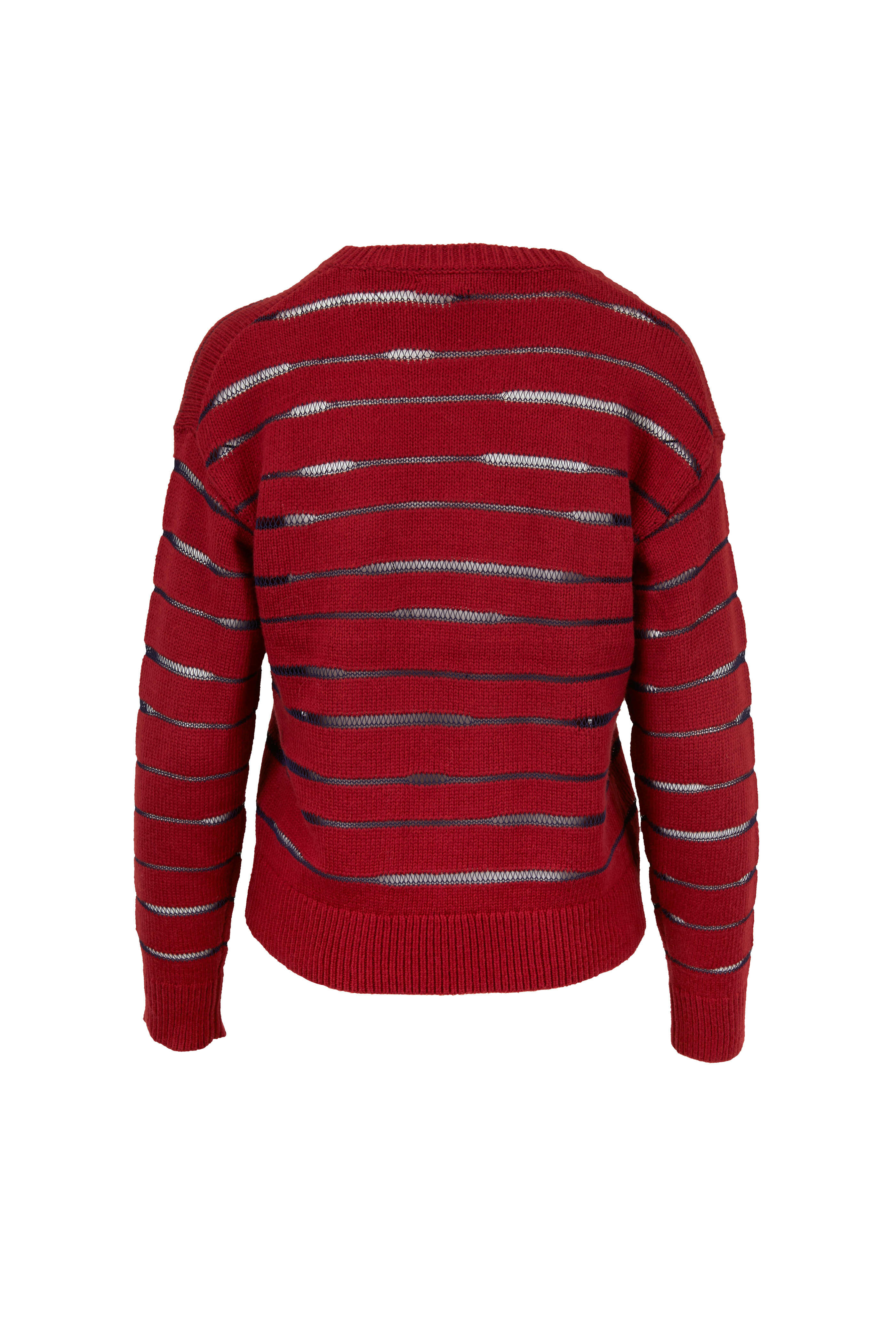 Rag & Bone - Penn Red & Navy Striped Crewneck Sweater