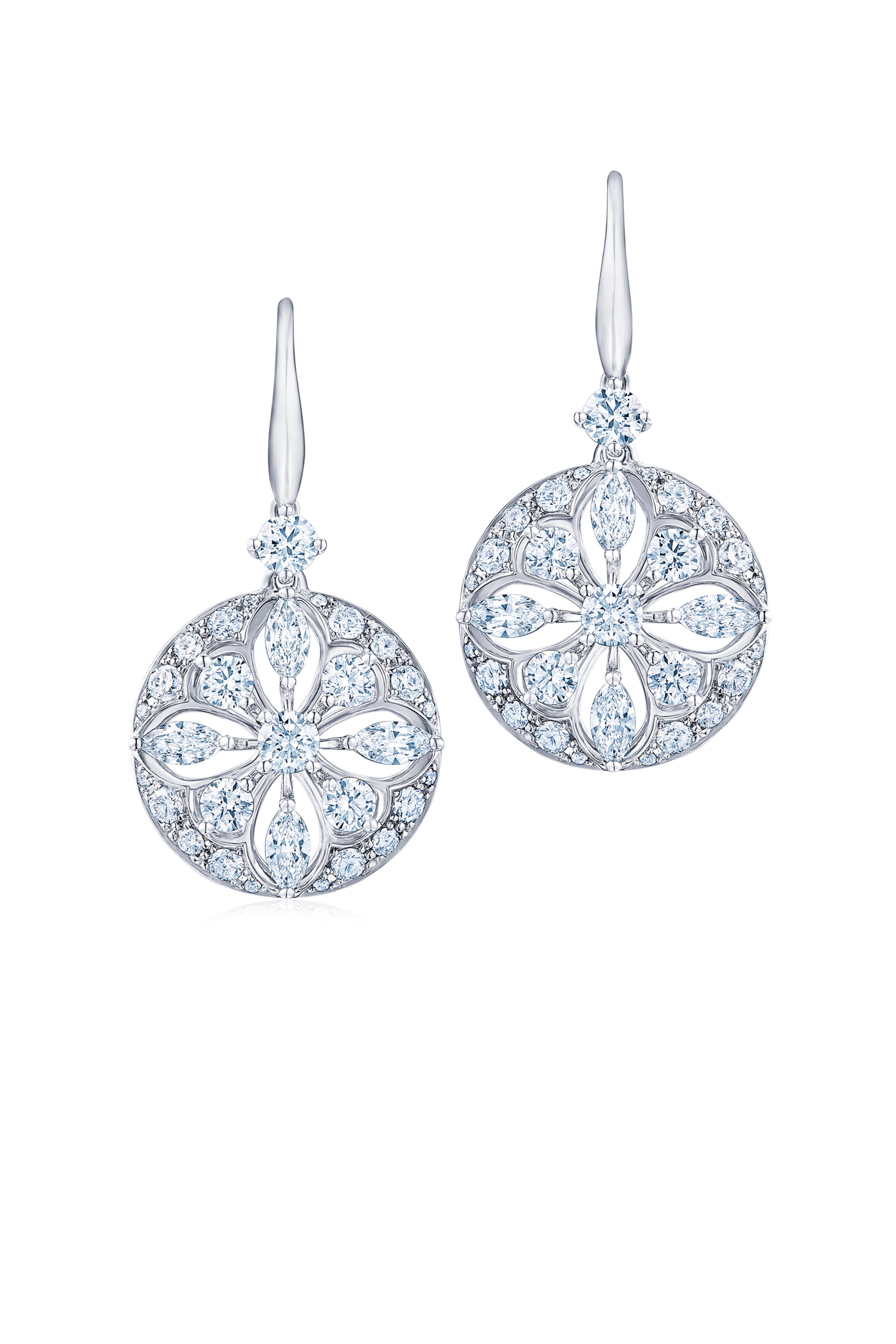 Kwiat - 18K White Gold Diamond Circle Drop Earrings