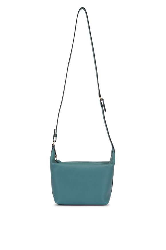 Valextra Mini Mochi Bottle Green Leather Top Handle Bag