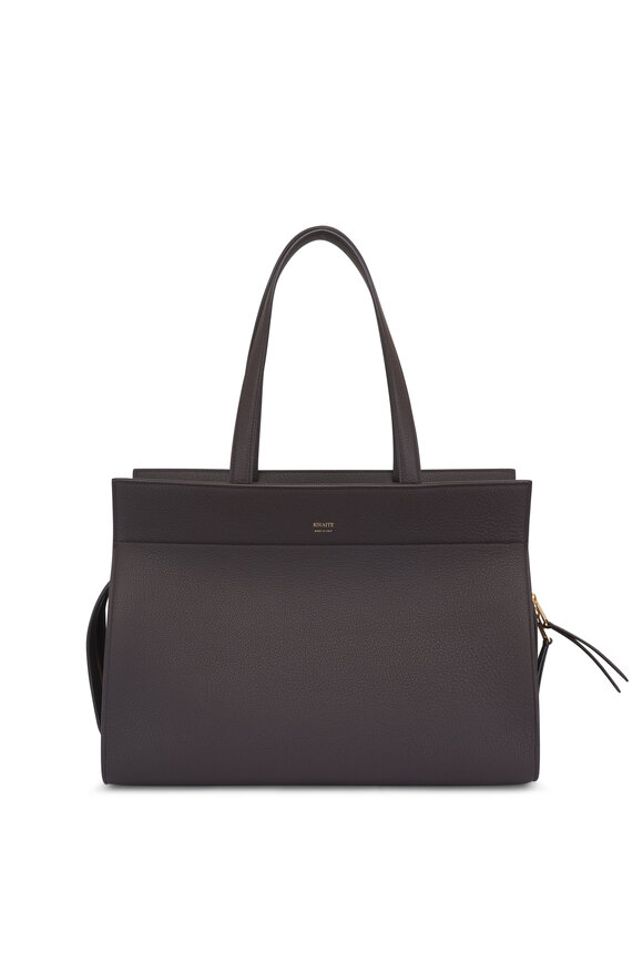 Khaite Crosby Espresso Pebbled Leather Handbag