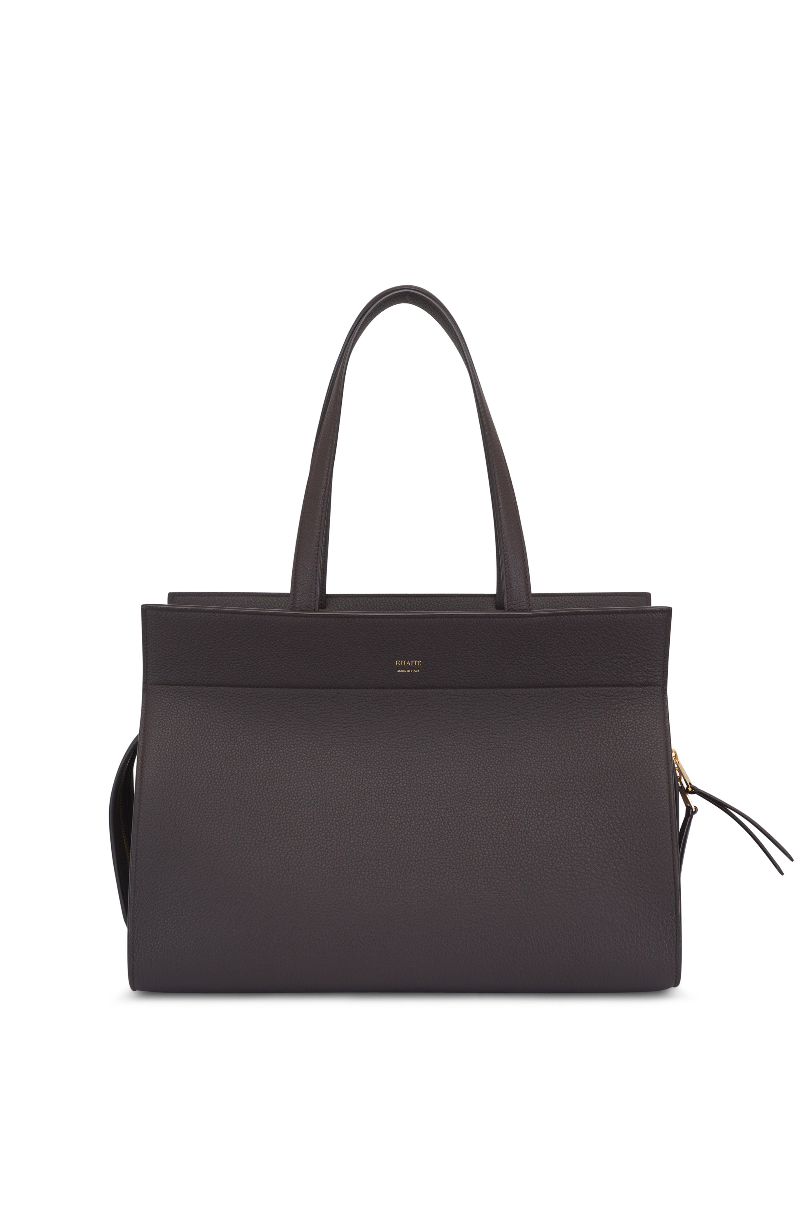 Khaite - Crosby Espresso Pebbled Leather Handbag
