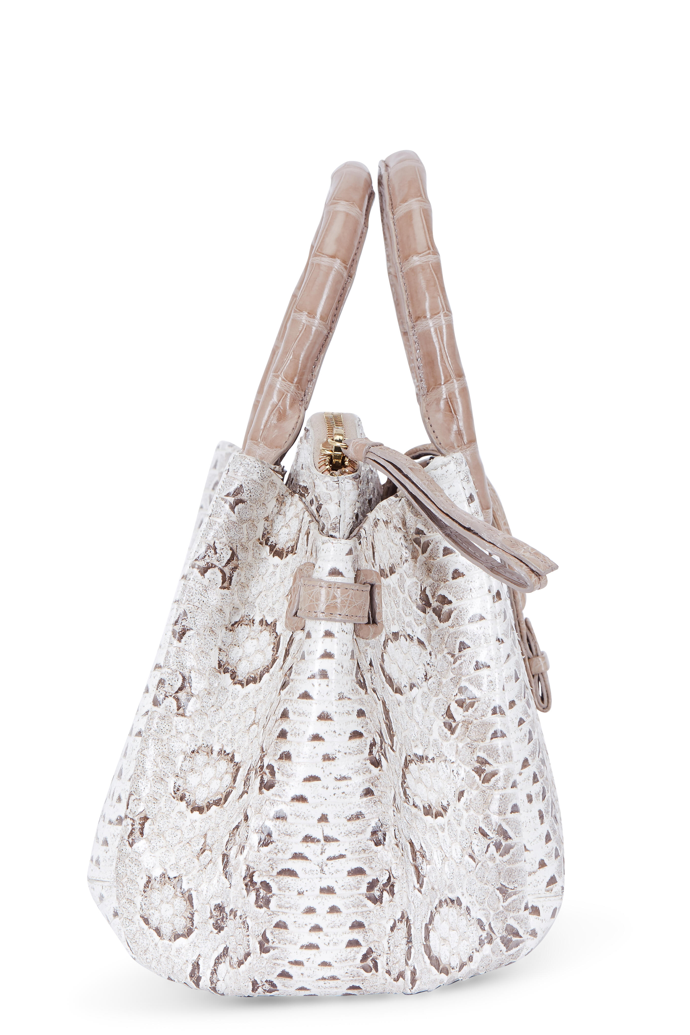 Nancy Gonzalez - Christina Natural Snakeskin & Crocodile Satchel
