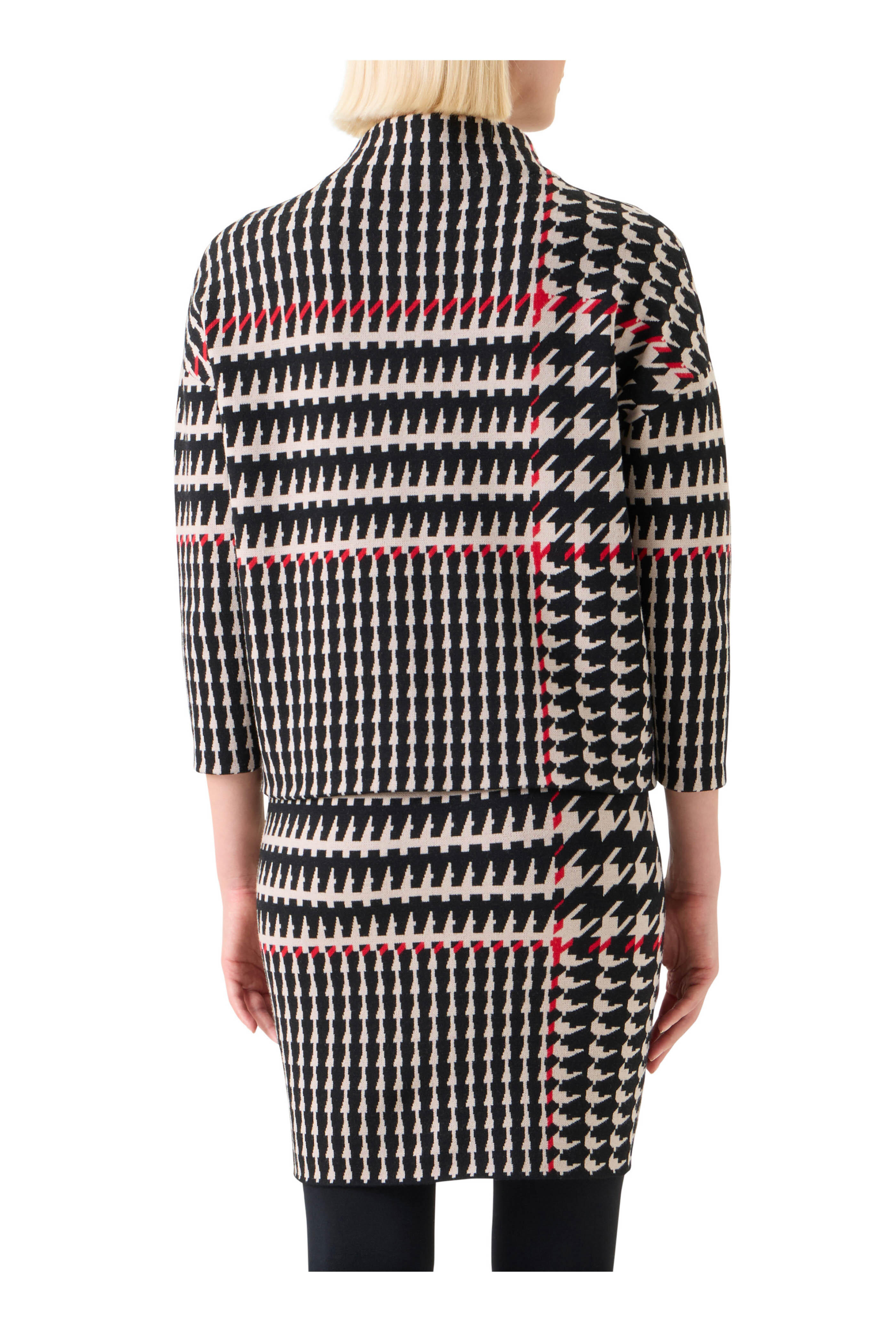 Akris Punto - Black, Cream & Vermilion Jacquard Knit Sweater