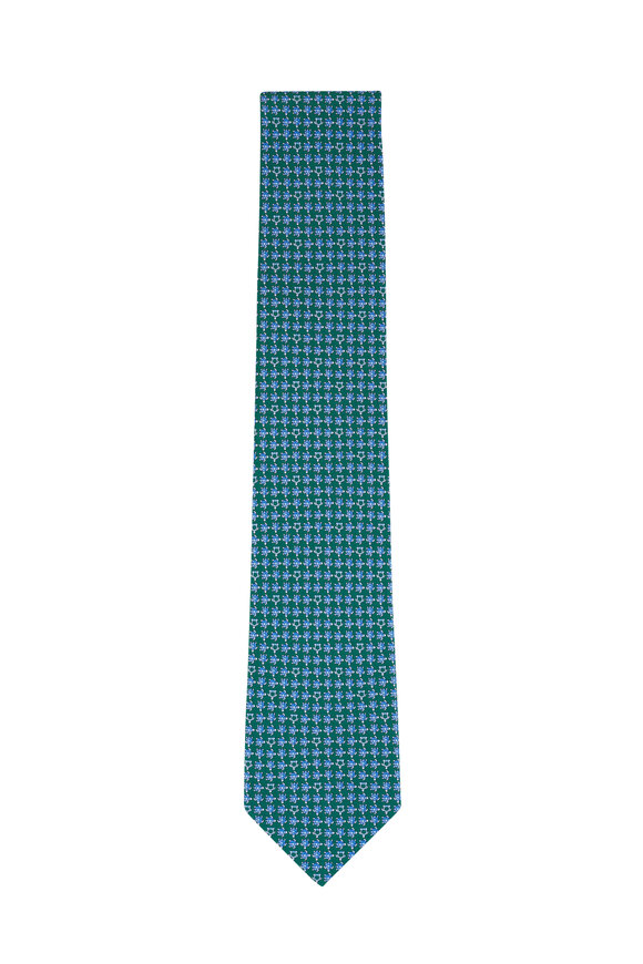 Ferragamo Green Turtle Print Silk Necktie