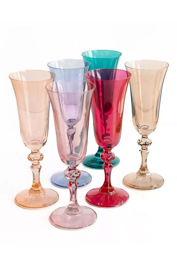 Estelle Colored Glass Pastel Colored Glass Regal Flute Mixed Set