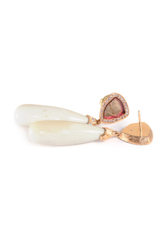 K. Brunini Jewels Pink Diamond & Tourmaline Drop Earrings - view 2