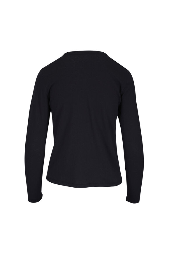 Majestic Black Cotton & Cashmere Cardigan - view 2
