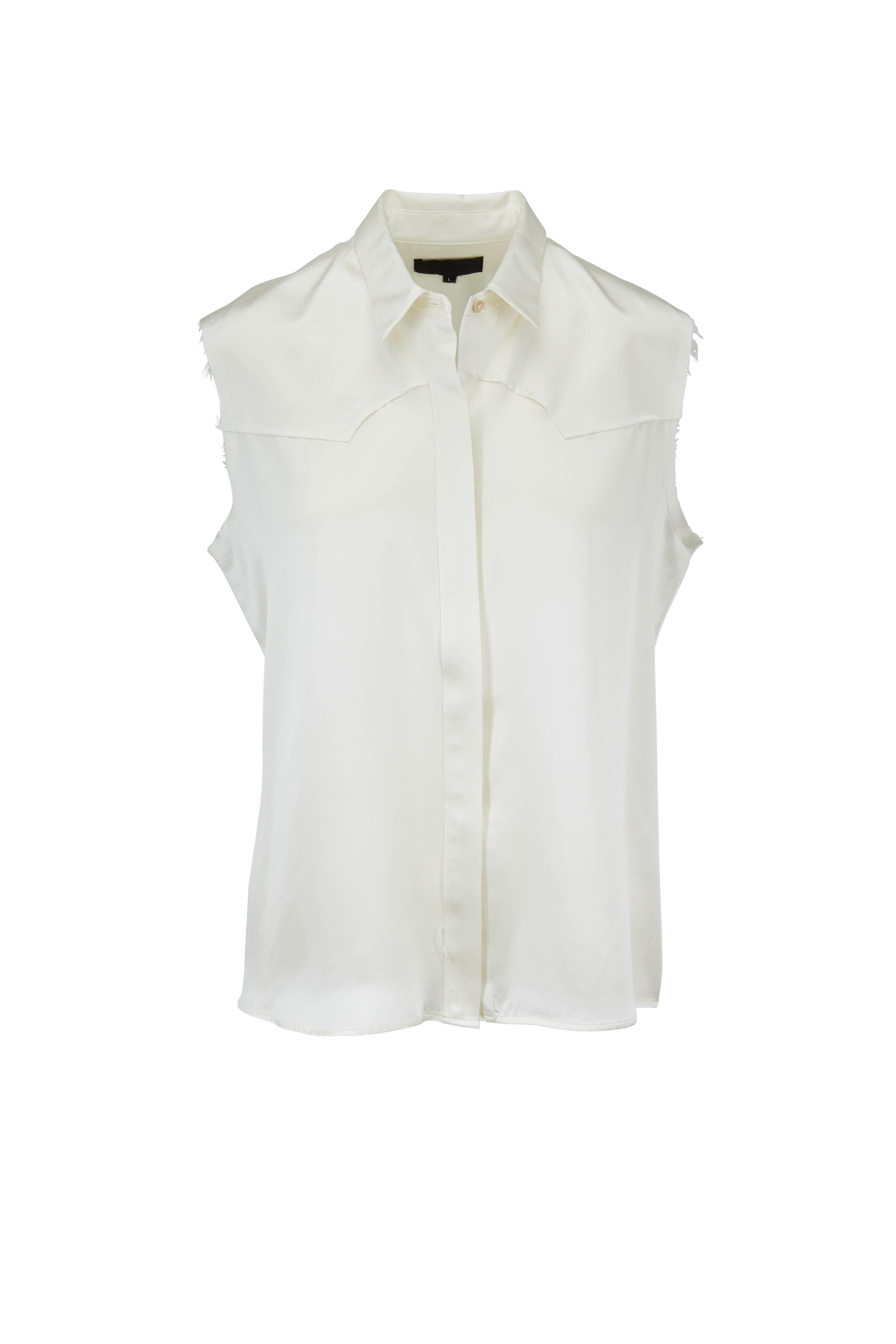 Nili Lotan - Brayden Ivory Silk Button Down Blouse - view 1