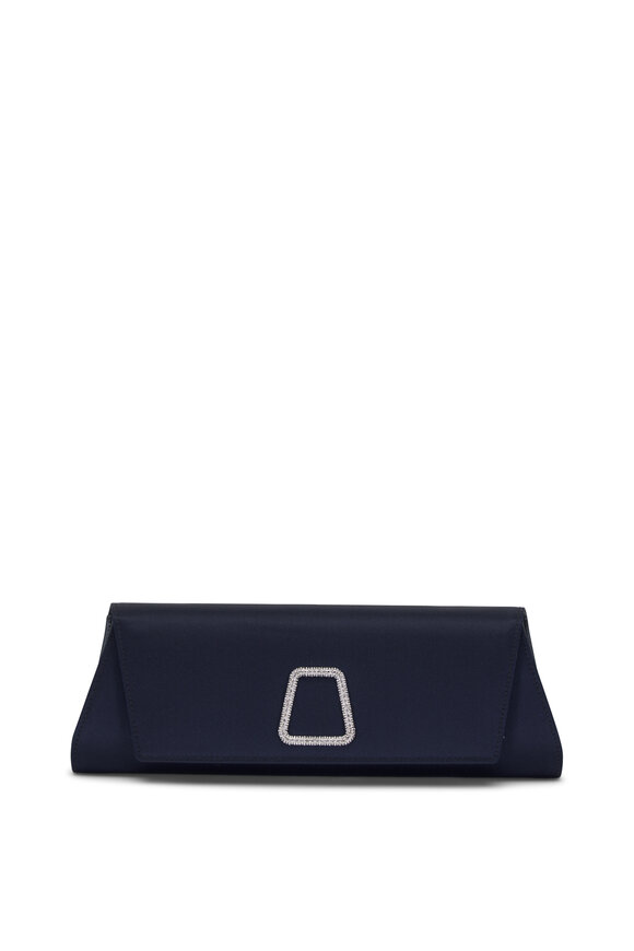 Akris Small Anouk Navy Satin Chain Clutch