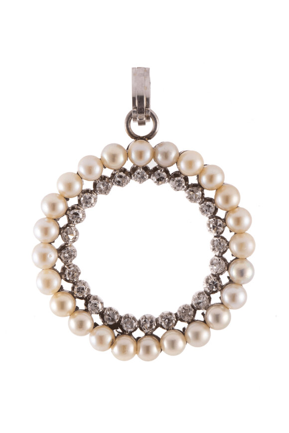Sylva & Cie Vintage Component Diamond & Pearl Pendant - view 1