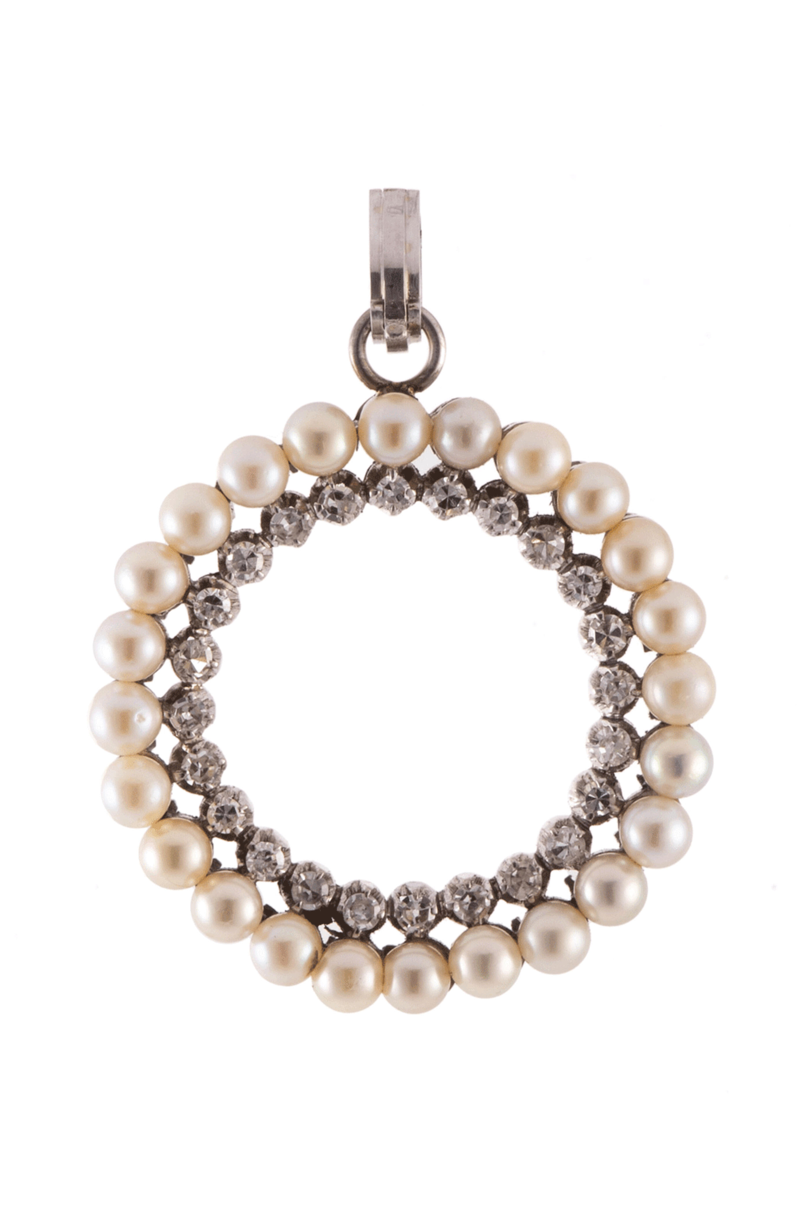 Sylva & Cie - Vintage Component Diamond & Pearl Pendant - view 1