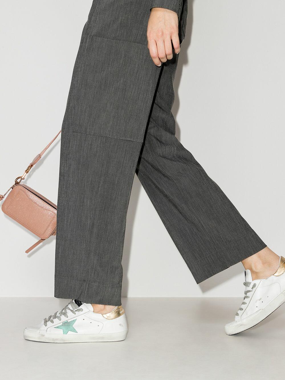 Golden Goose - Super-Star White Mint Star & Gold Heel Sneaker