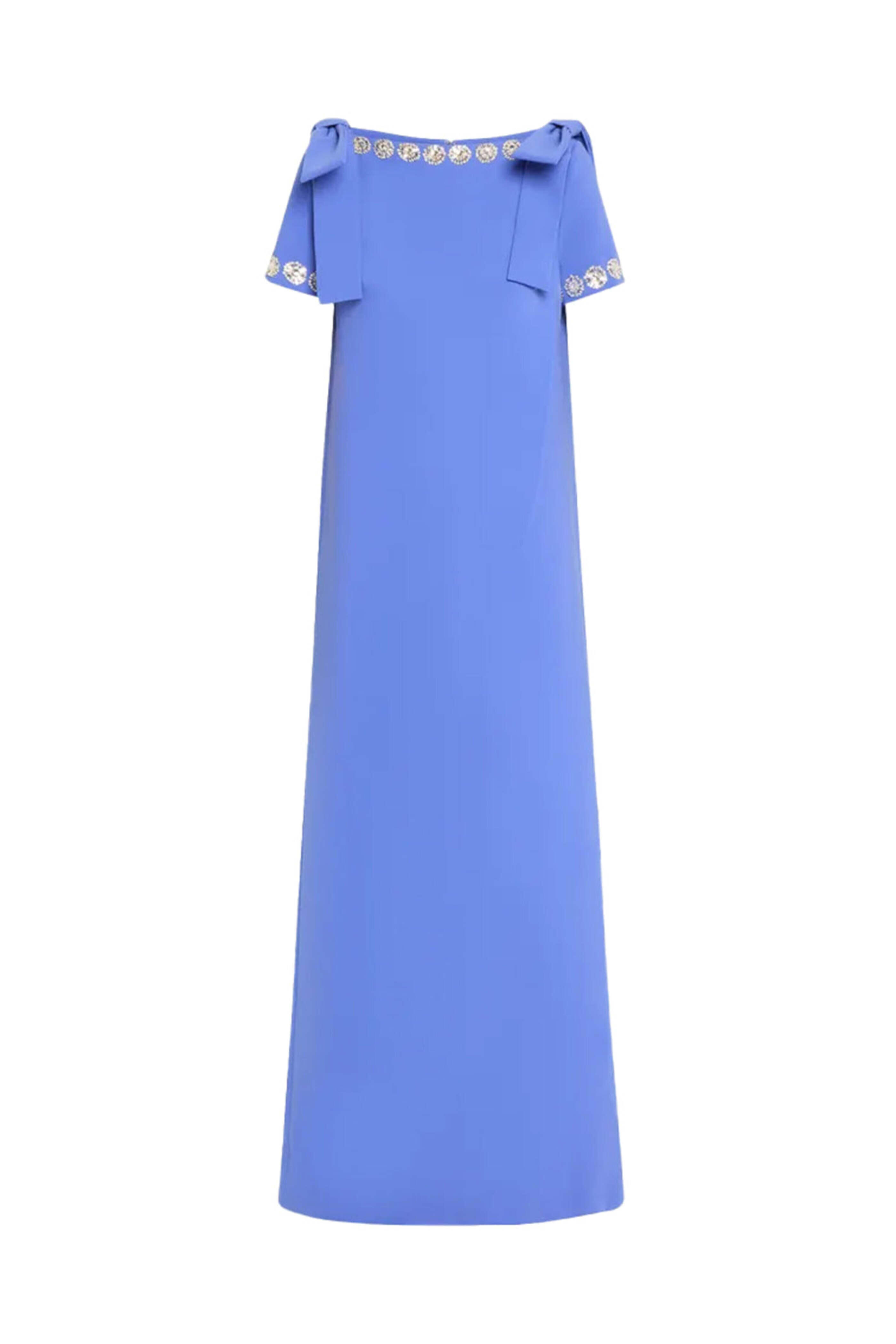 Carolina Herrera - Delphinium Embellished Bateau Columnar Gown